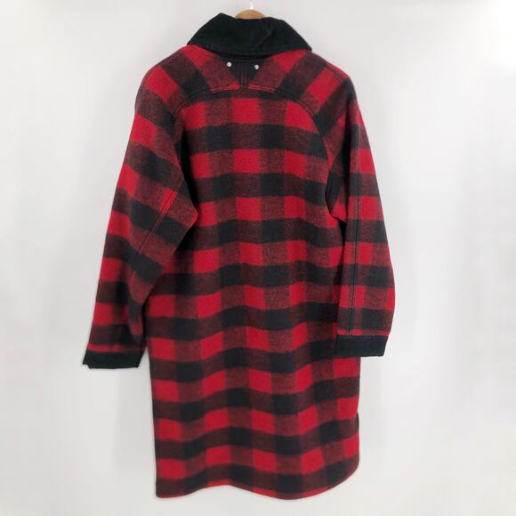 Diesel Plaid Coat Red Black Plaid Flannel Women's Sz L NWT $875 - Picture 8 of 11